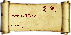 Rack Mária névjegykártya